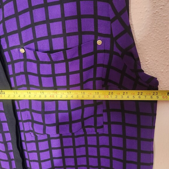 Michael Kors Sheer Purple and Black Dress Blouse with Zipper Accents Size XLarge - Picture 15 of 16